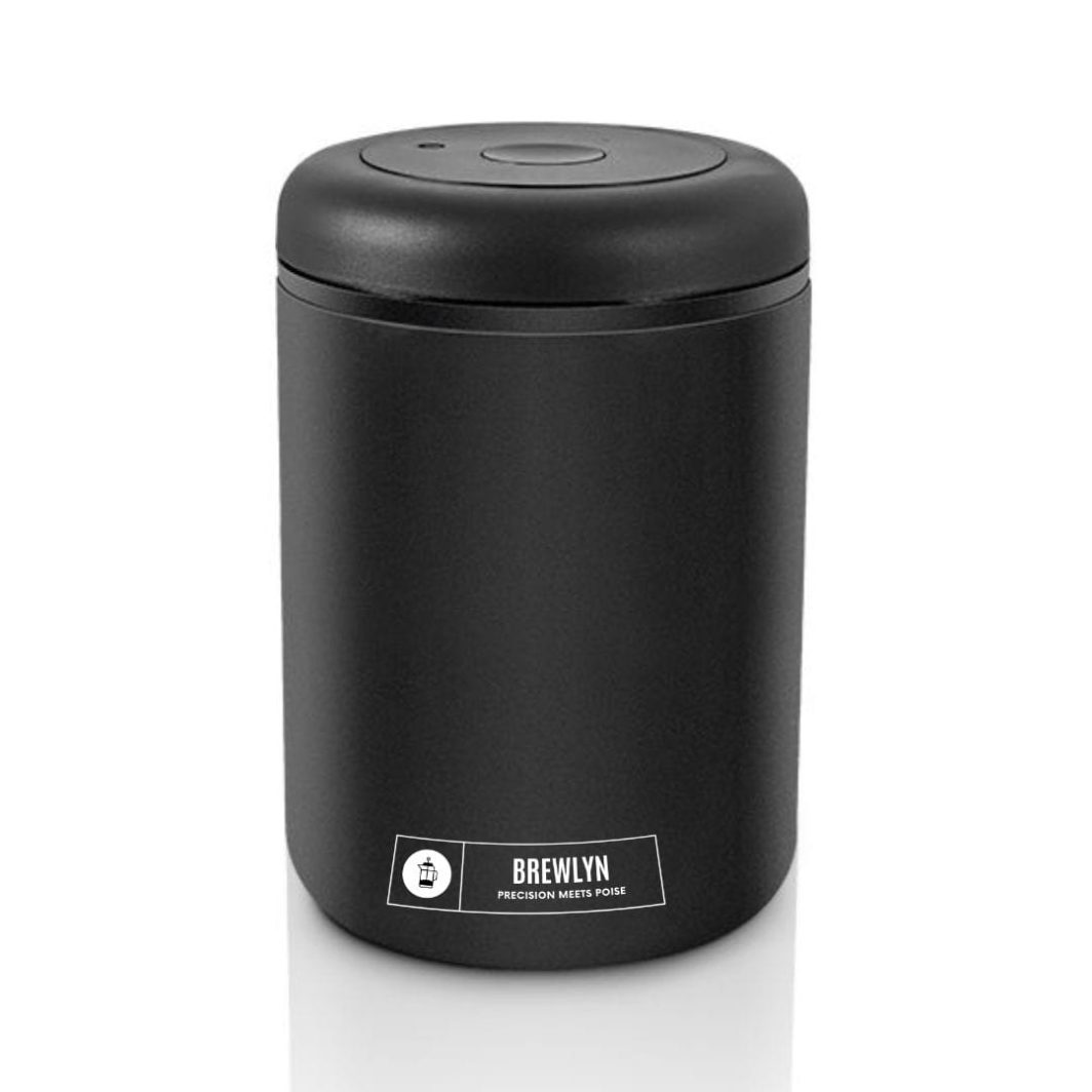 Brewlyn Vacuum Canister – Matt Black Stainless Steel Airtight Coffee Storage