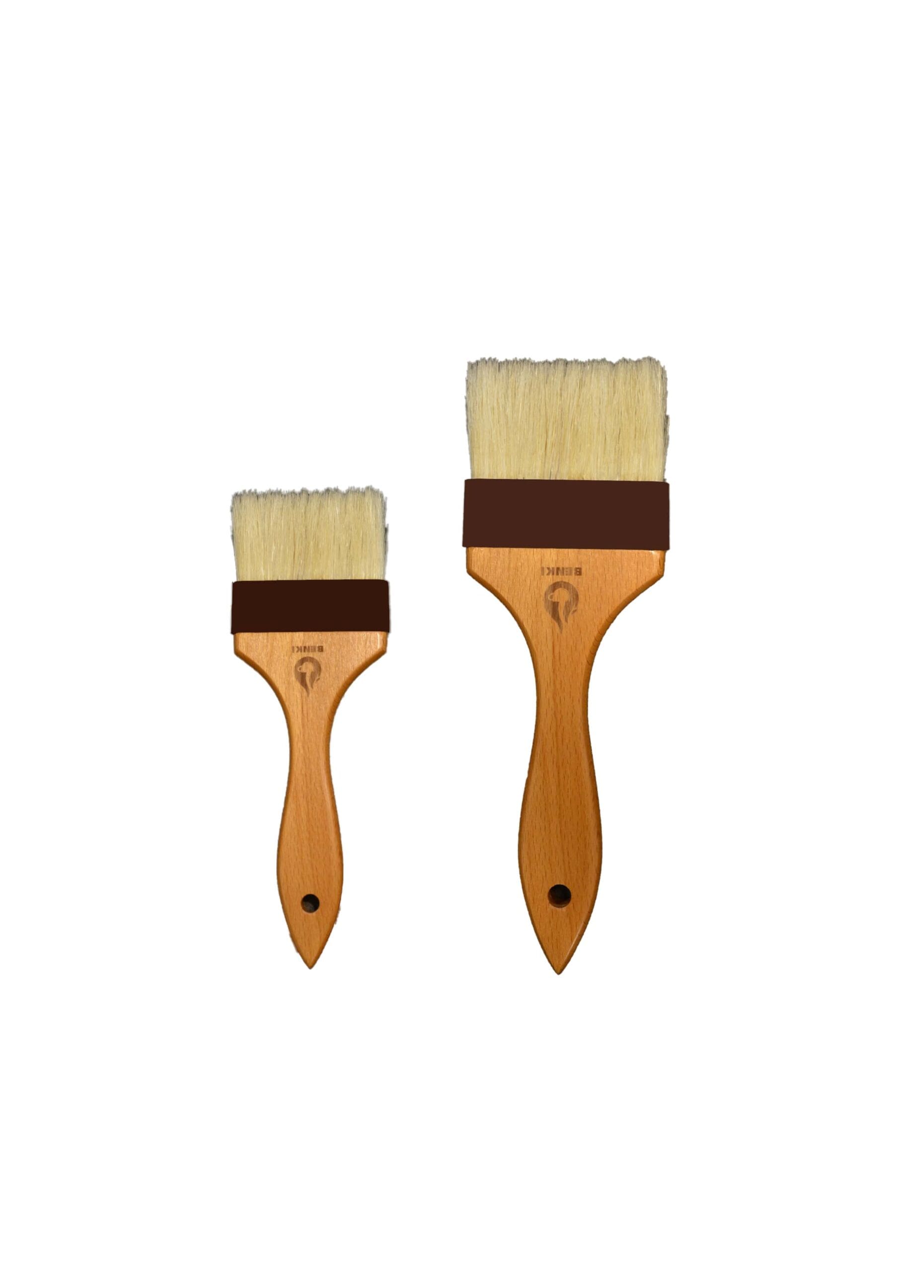 Benki Flat Brush With Natural Bristles With Wooden Handle - Image 4