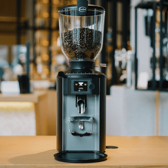 Anfim Pratica ODG on-demand coffee grinder on café counter