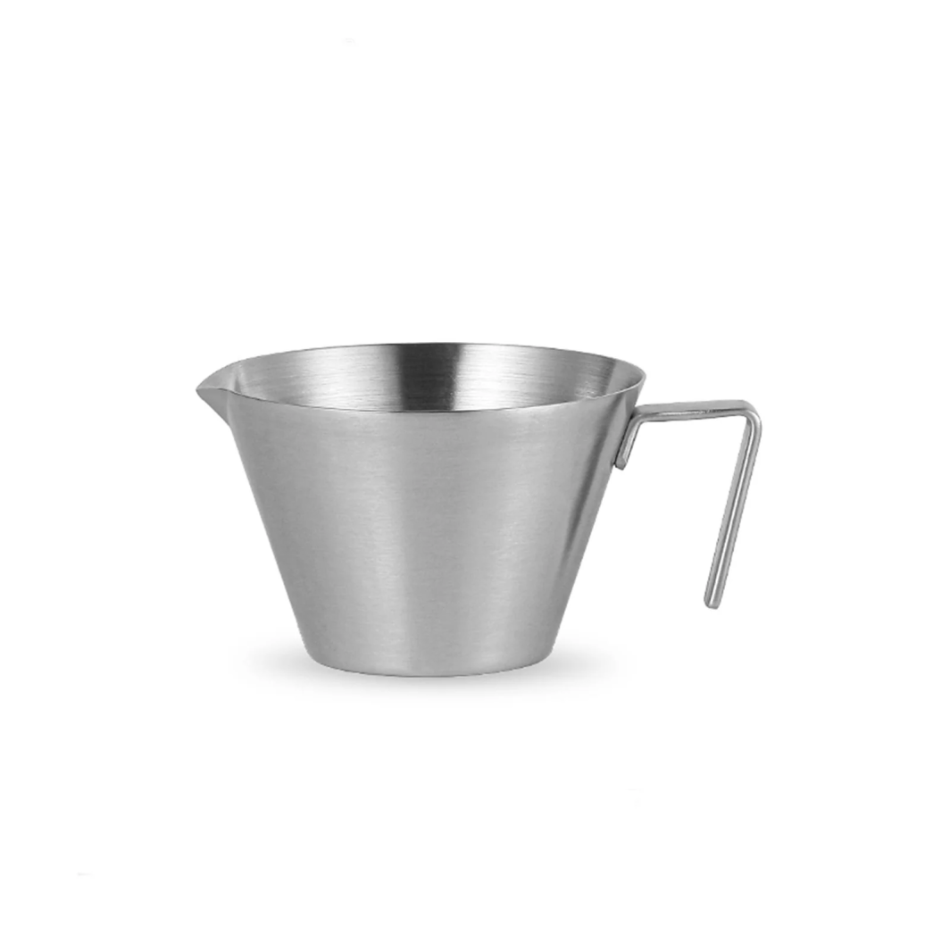 Stainless steel measuring cup for espresso and home brewing
