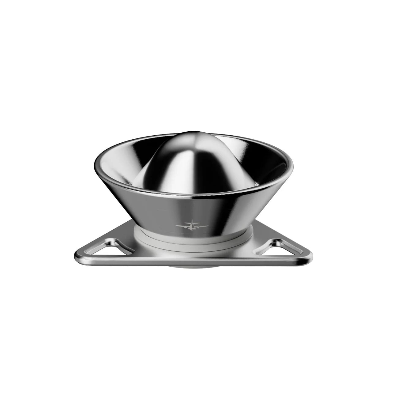 MHW-3BOMBER MOONSTONE FILTER CUBE Moonstone espresso filter cube with aluminium stand on coffee counter