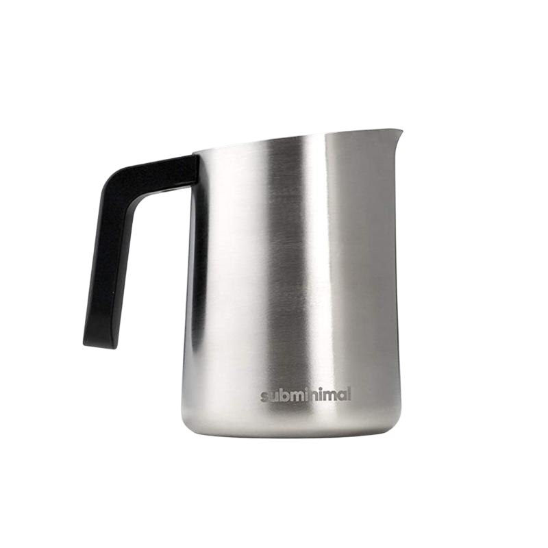 Latte art milk jug Subminimal FlowTip in stainless steel finish