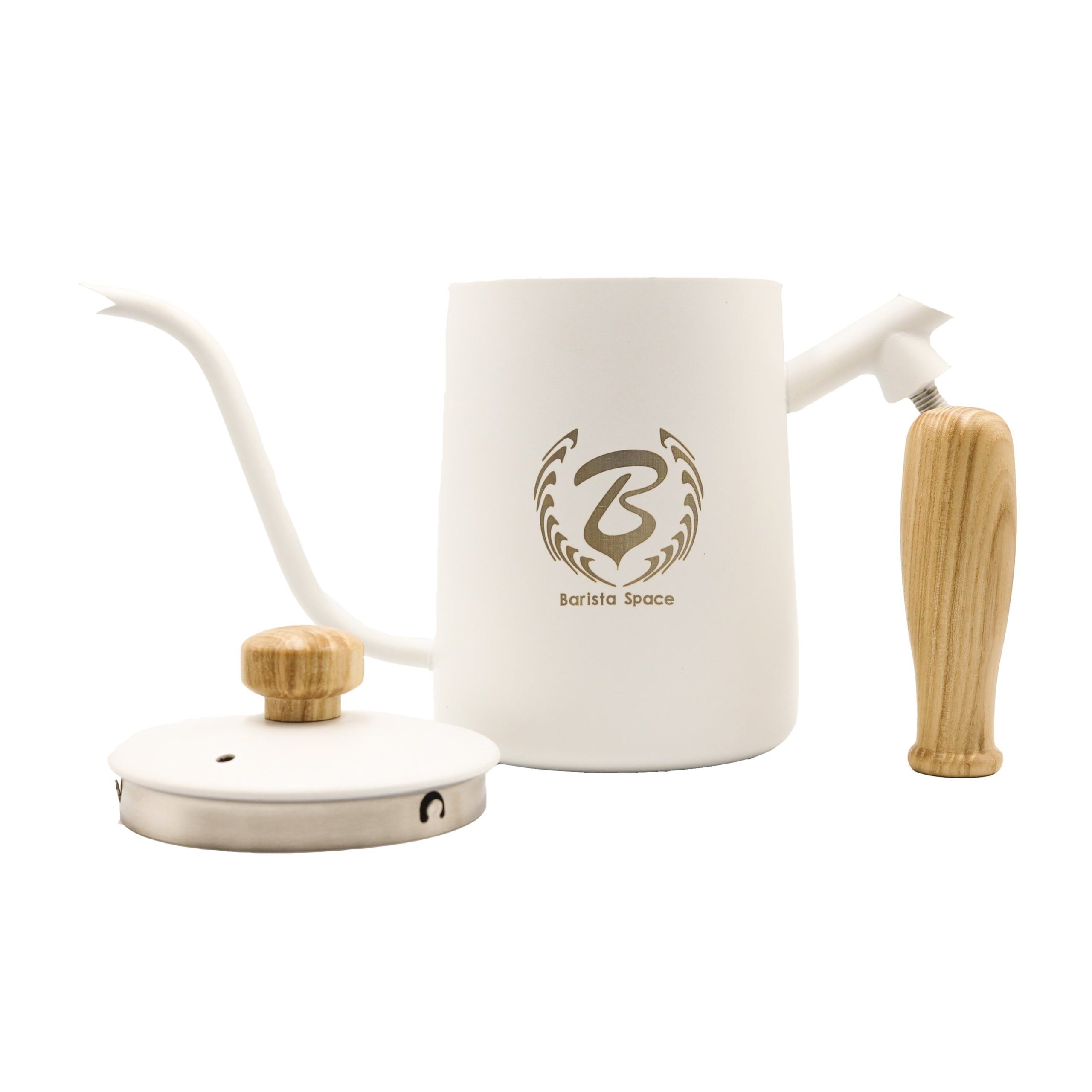BARISTA SPACE 3- IN- 1 DRIP KETTLE Barista Space gooseneck drip kettle with wooden handle for pour-over coffee
