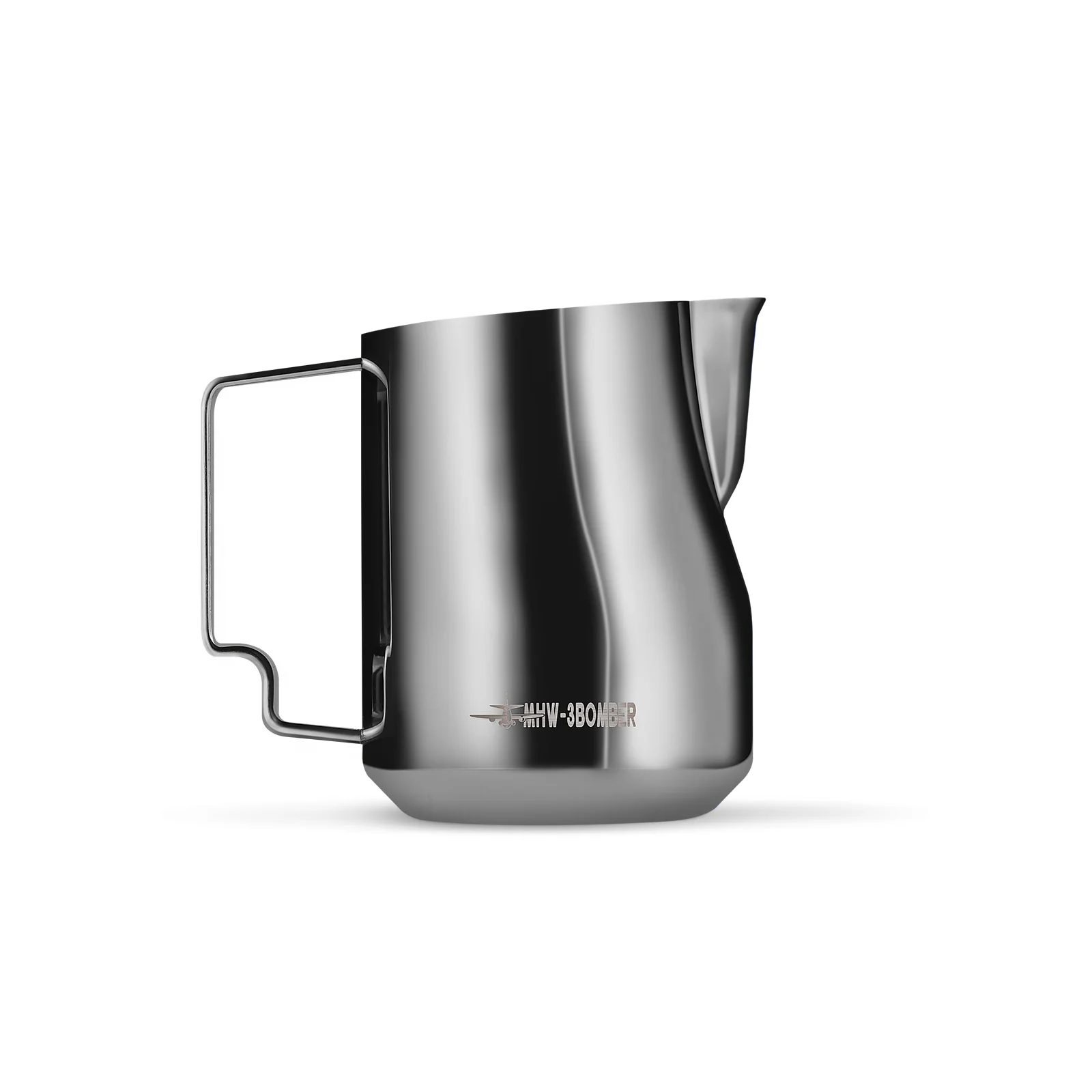 MHW-3BOMBER Turbo Milk Pitcher (450ml) MHW-3BOMBER 450ml milk frothing pitcher with double-arced spout for latte art