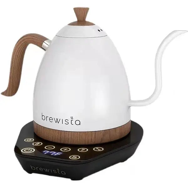 Brewista Artisan electric gooseneck kettle in pearl white with black base