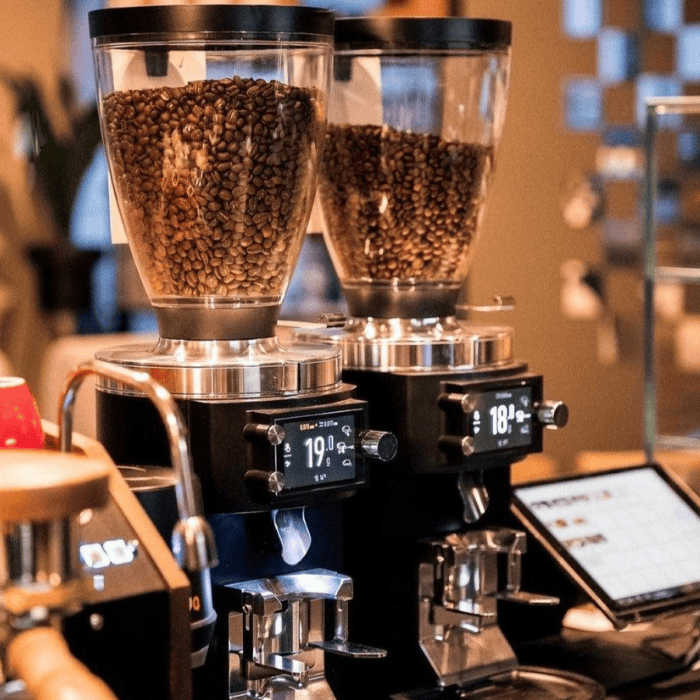 Mahlkonig E65S GBW Mahlkonig E65S GBW coffee grinder with illuminated spout