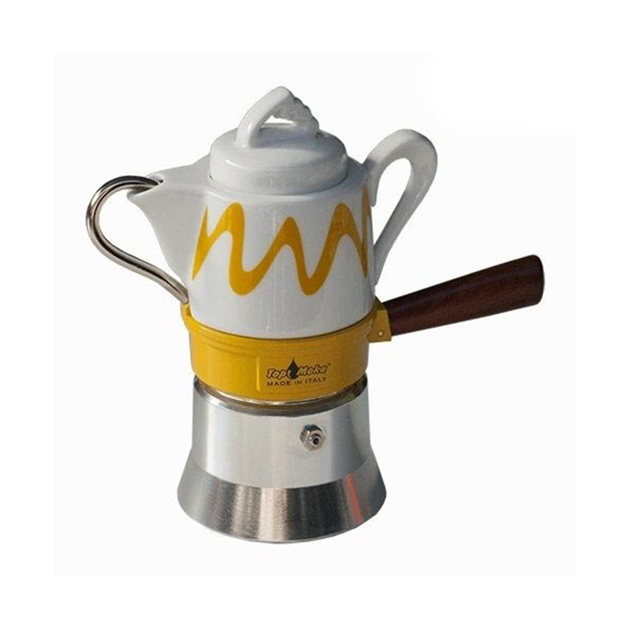 Top Moka Goccia stovetop moka pot in ceramic finish for espresso brewing