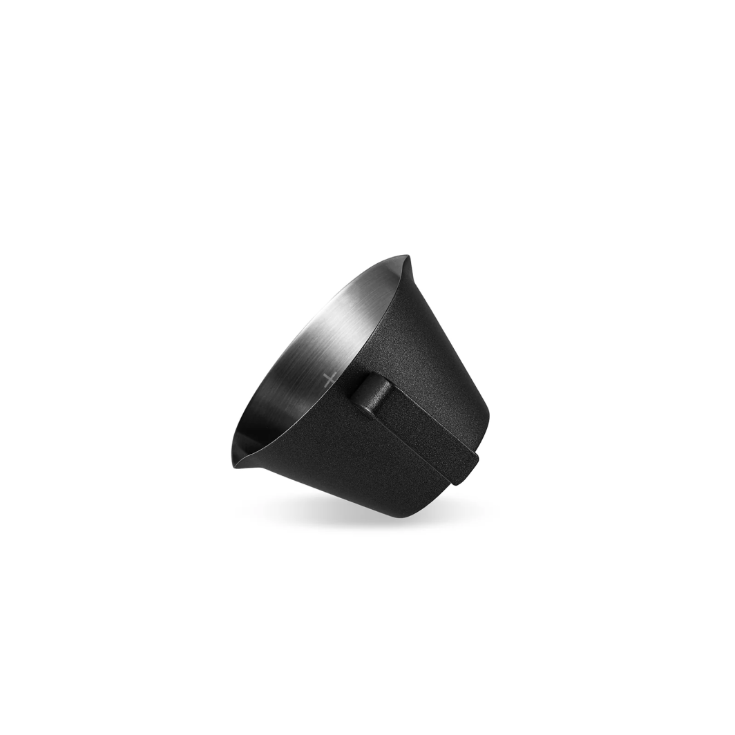 Espresso measuring cup in matte black with double spout