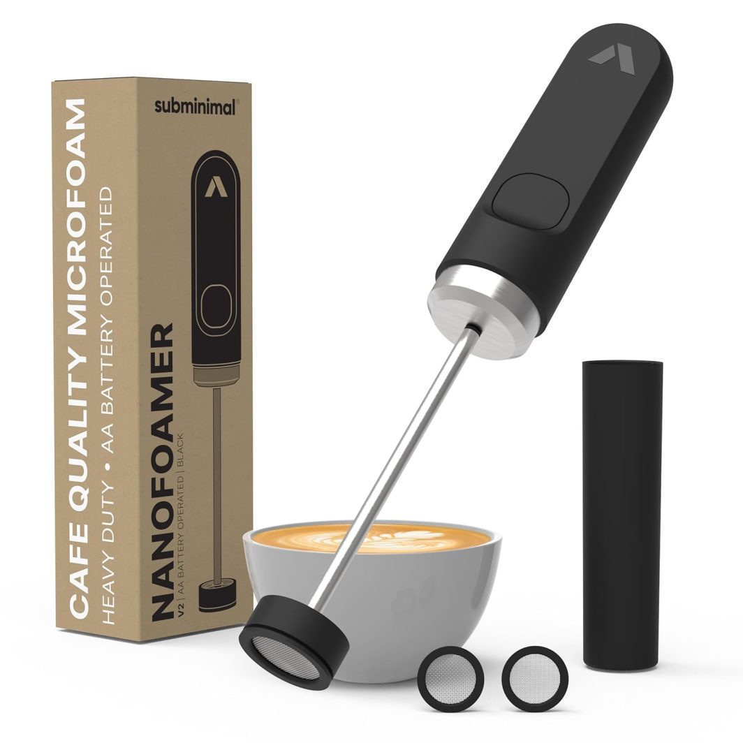 Handheld milk frother NanoFoamer V2 whisking silky microfoam