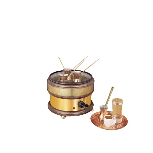 Johny Traditional Coffee Maker (Turkish Set)- Ak/8-3 Turkish coffee maker with brass pot and sand tray for sand-brewed coffee