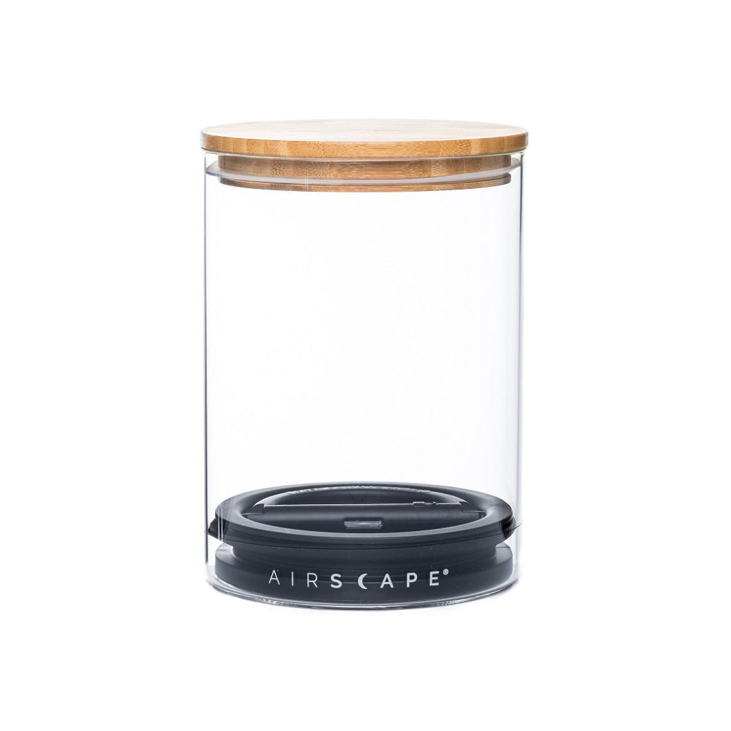 Airscape Glass Canister with bamboo lid for coffee bean storage