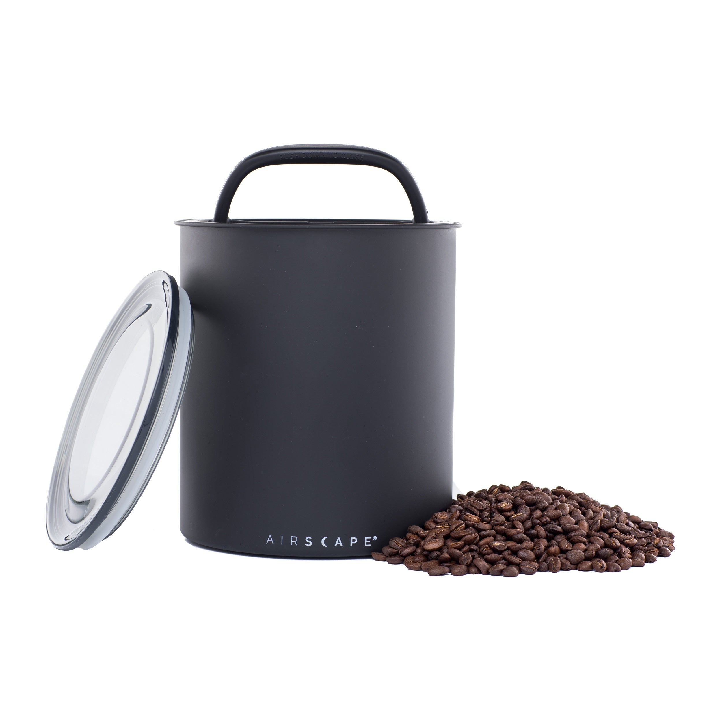 AIRSCAPE KILO Airscape Kilo canister in matte black storing whole coffee beans