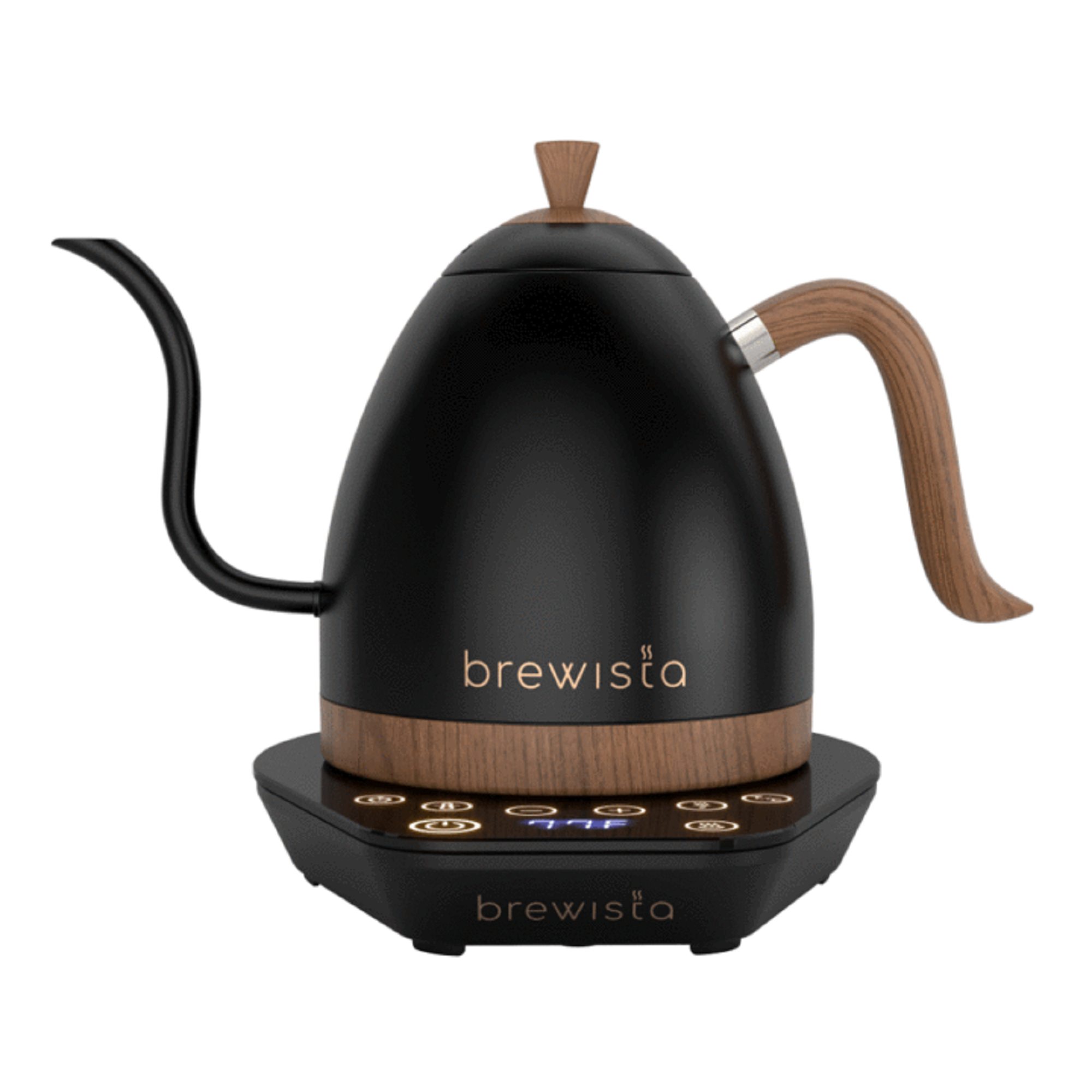Brewista Gooseneck Kettle matte black side view for precise pour-over brewing