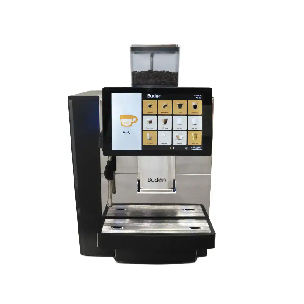 Budan M200 bean to cup machine on a corporate coffee counter