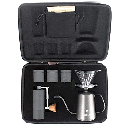 Timemore Nano C3 kit carrying case with grinder, kettle, and dripper