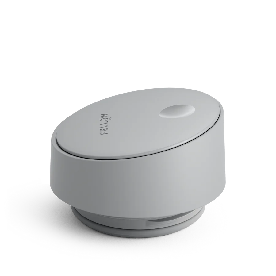 Fellow Carter Slide Mug 12oz Fellow Carter Mug in grey with slide-lock lid for pour-over coffee