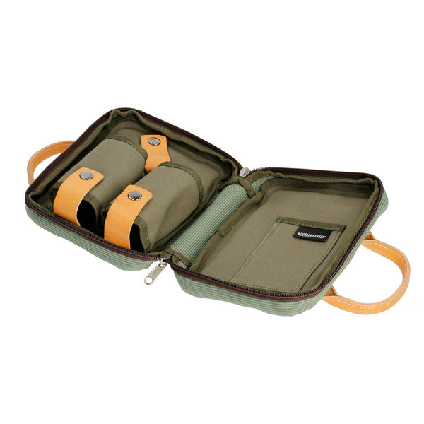 Comandante travel bag holding C40 grinder and bean jars