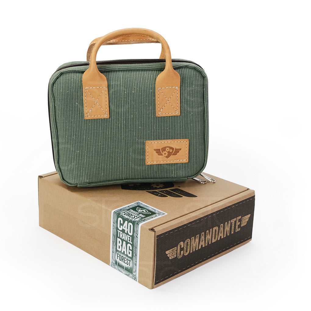 Comandante travel bag holding C40 grinder and bean jars