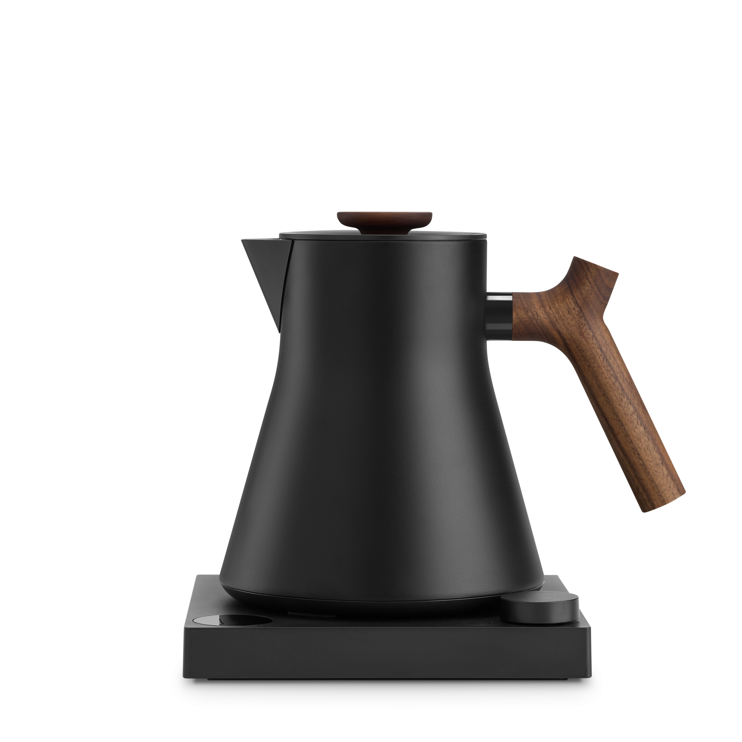 FELLOW Corvo EKG Pro Electric Kettle (0.9L) Fellow Corvo EKG Pro electric kettle in Matte Black and Walnut on glass base