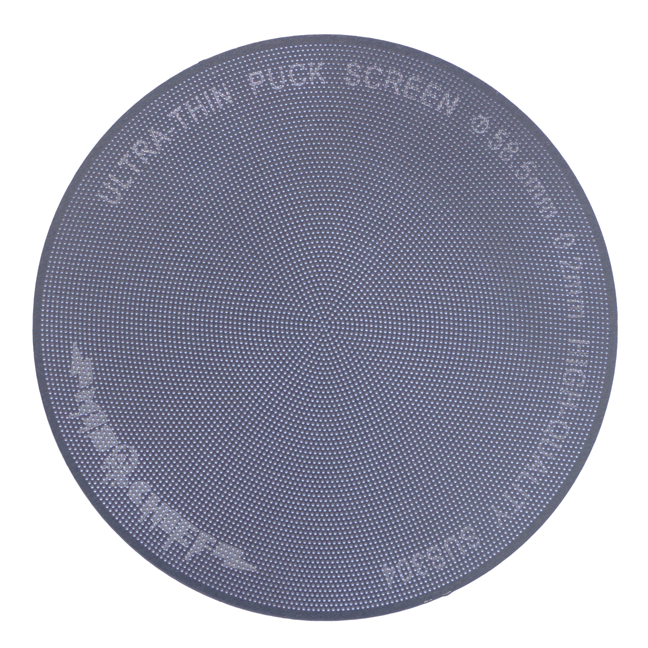 MISCHIEF ESPRESSO PUCK SCREEN ( FINE) Mischief espresso puck screen fine placed on top of 58mm coffee puck
