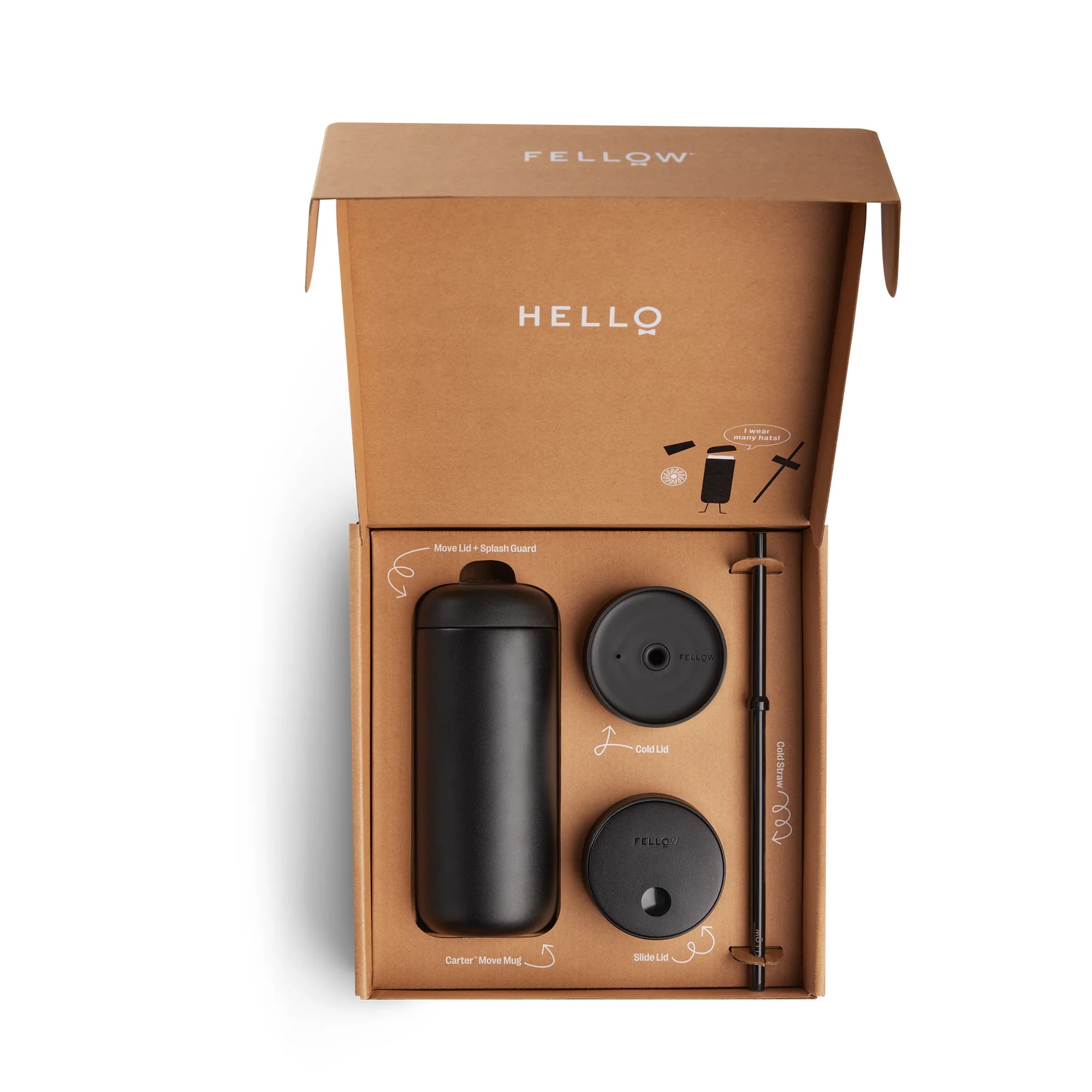 FELLOW CARTER 3-IN-1 LID SYSTEM Fellow Carter travel mug 3-in-1 lid system in matte black