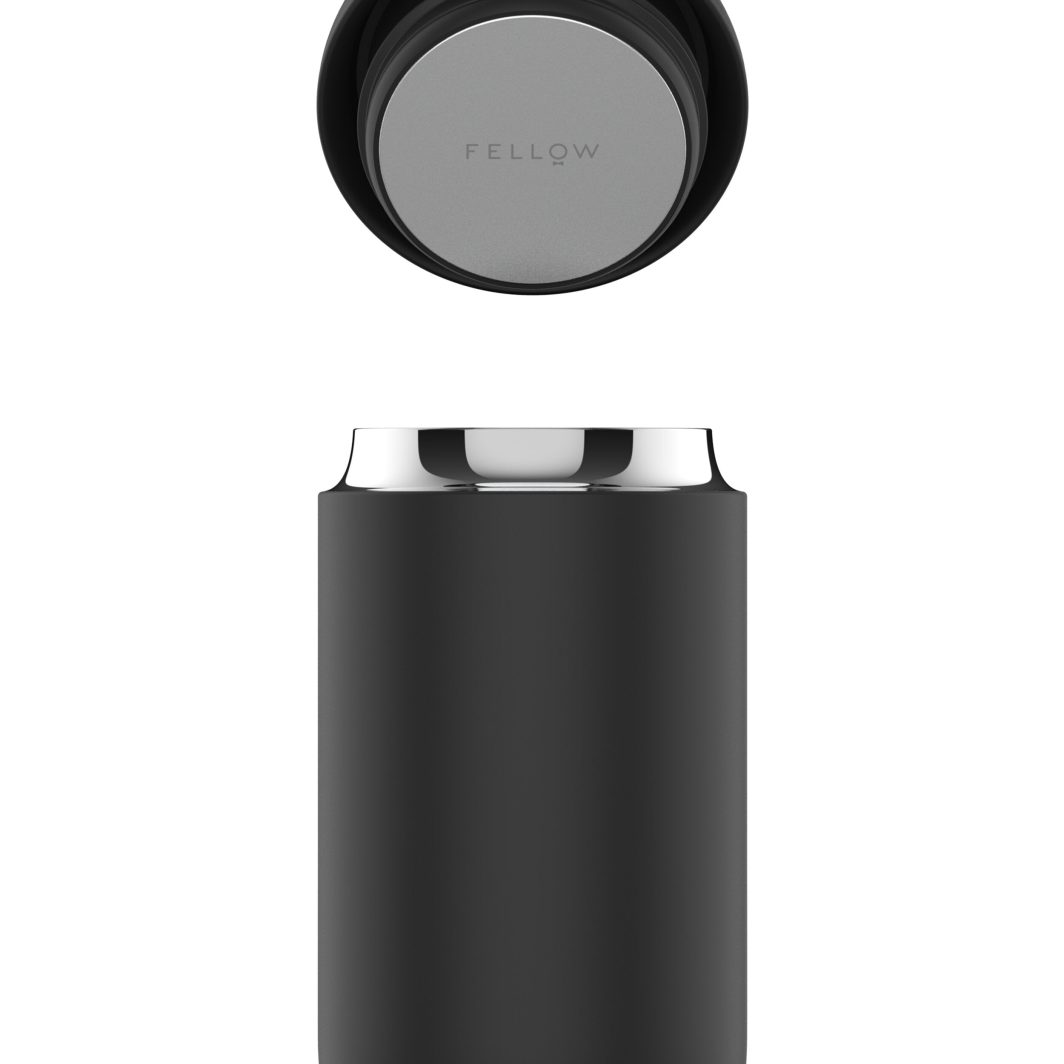 Fellow Carter travel mug in black and white finishes, insulated 12oz coffee mug for commute