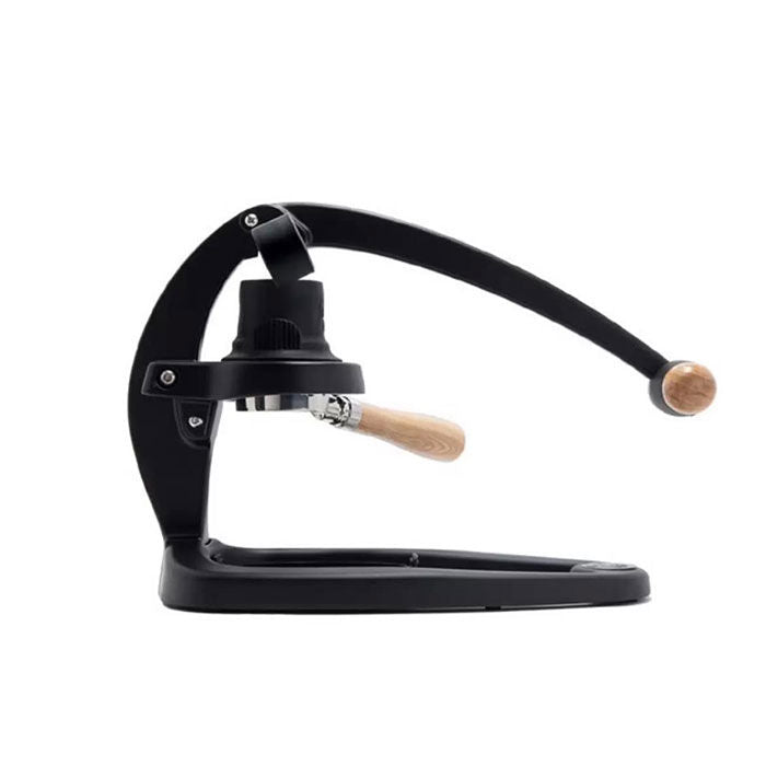 Flair 58x espresso maker with wooden lever handle and pressure gauge
