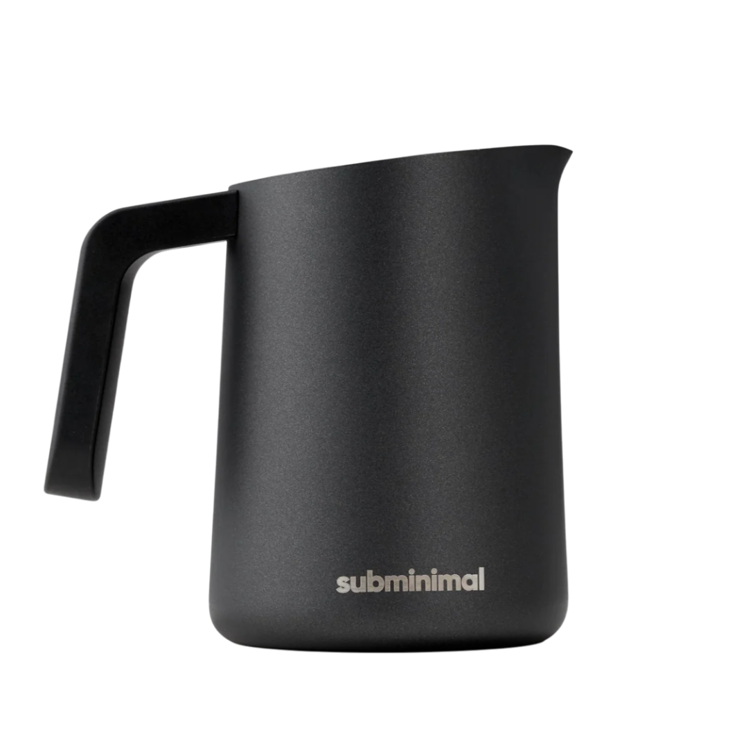 Latte art milk jug Subminimal FlowTip in stainless steel finish