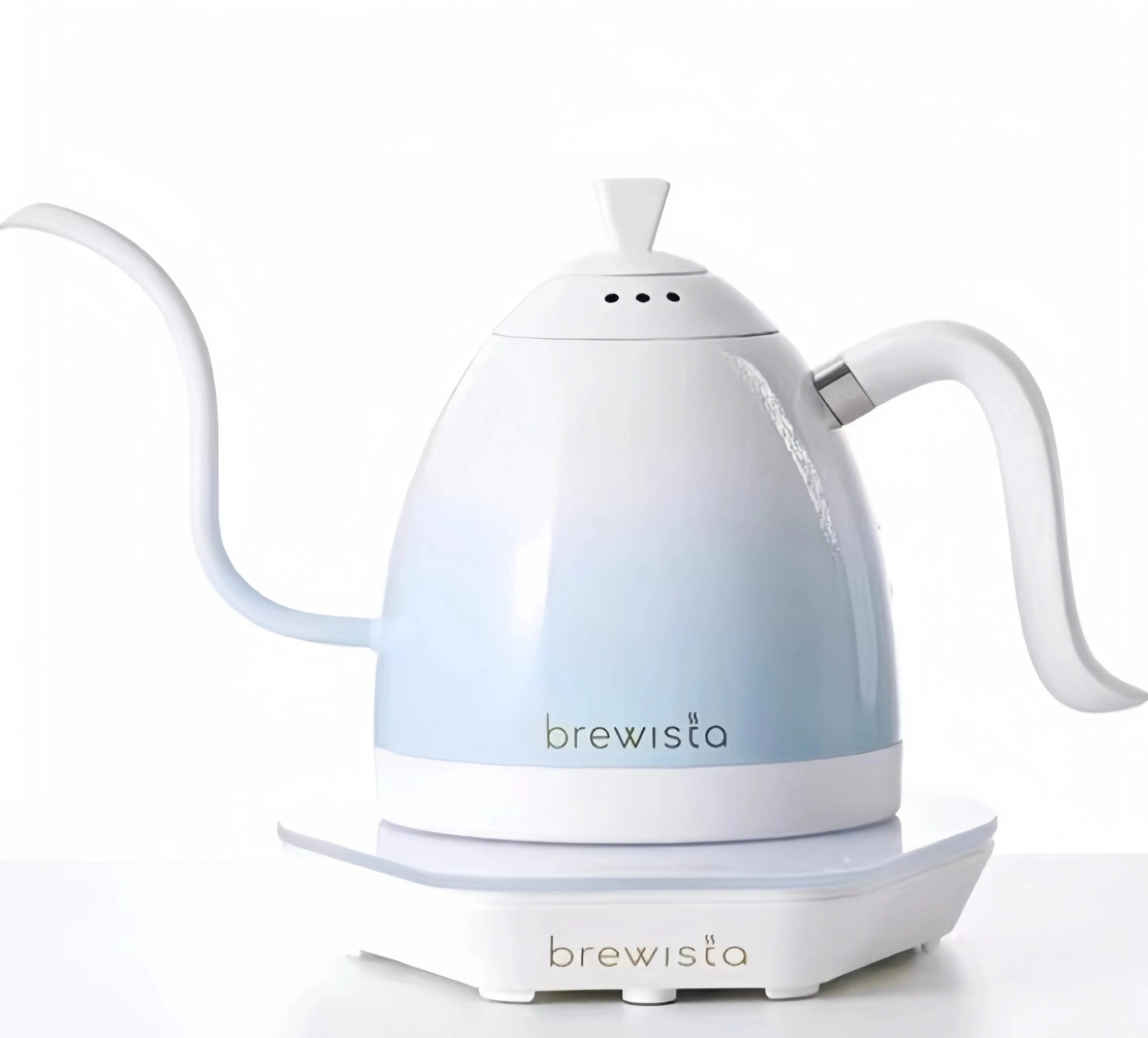 Brewista - Artisan Gooseneck Variable Temperature Kettle - 600ml - Gradient Blue Brewista gooseneck electric kettle in gradient blue on a base with temperature display