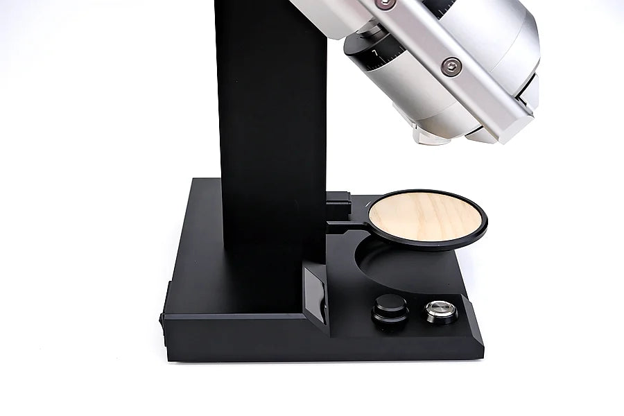MISCHIEF DEMON SG-1 SINGLE DOSE GRINDER (80MM FLAT BURR) Mischief Demon SG-1 single dose grinder with 80mm flat burrs on a home espresso counter