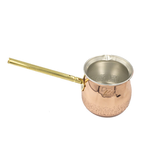 Kalita Ibrik- 300 (Copper) Copper turkish coffee pot with carved body and detachable handle