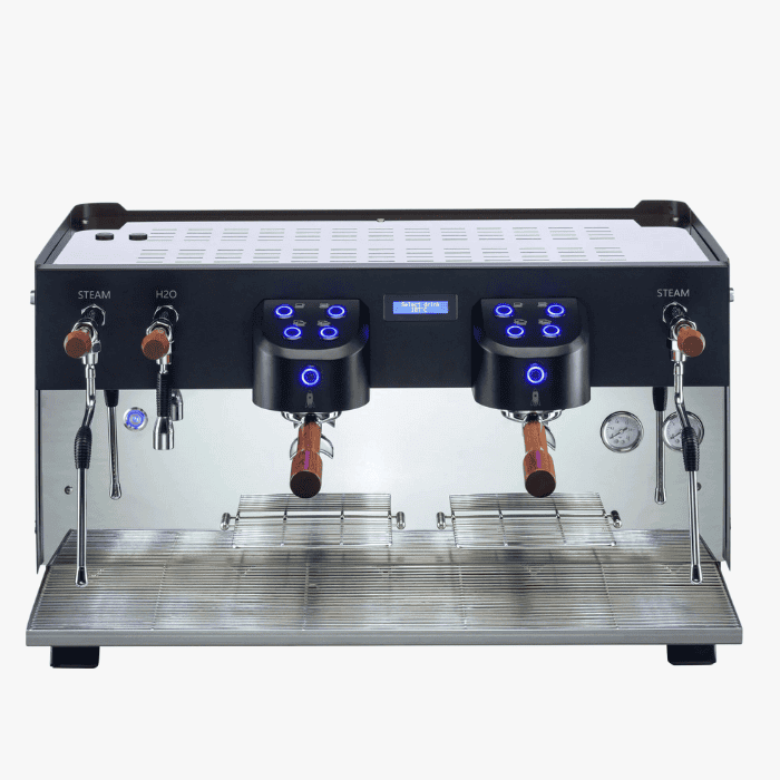 Carimali Glow espresso machine with digital display on a café counter