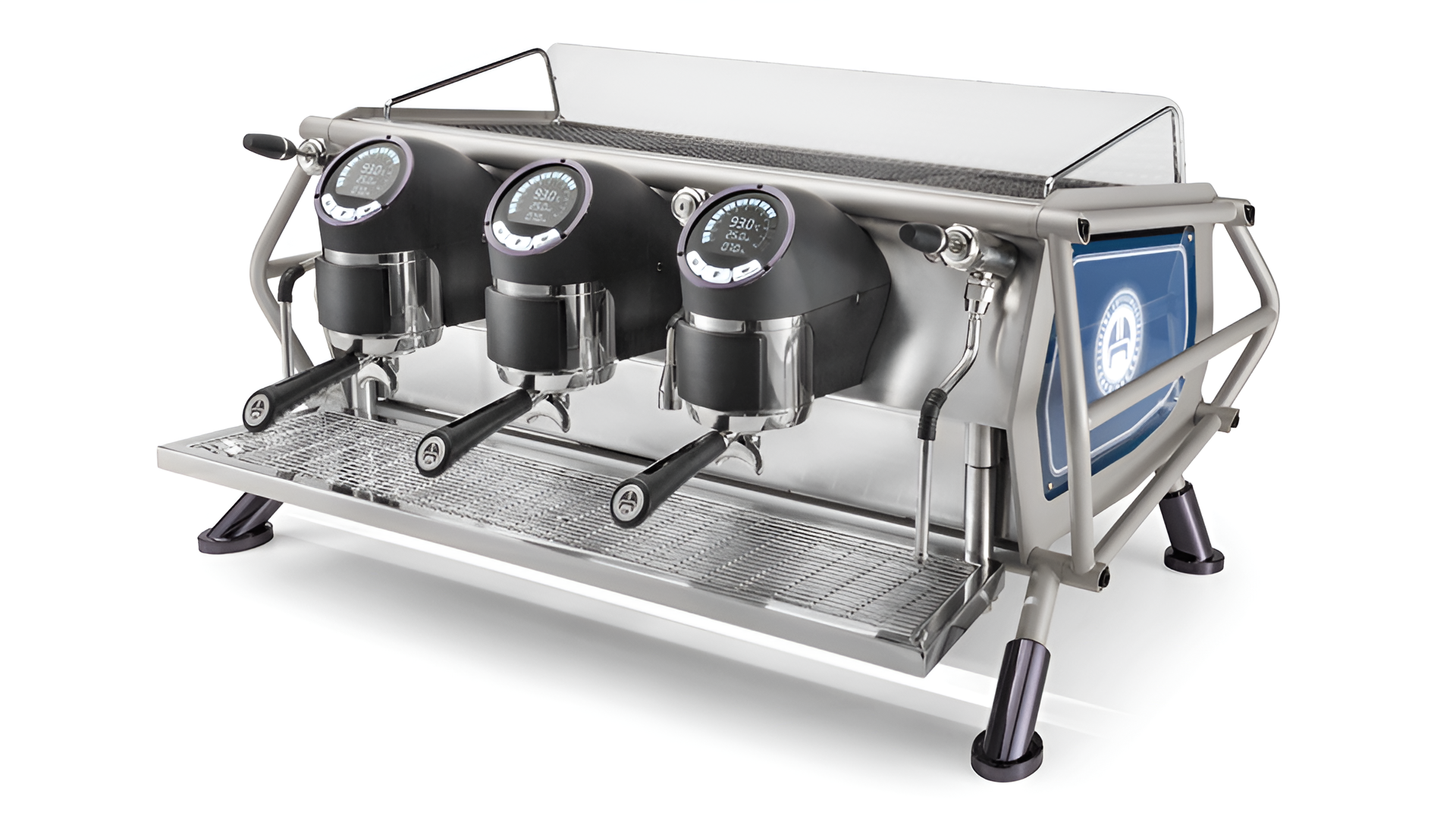 SANREMO CAFE RACER (ONLY BROCHURE) Sanremo Cafe Racer espresso machine in Naked finish on café counter