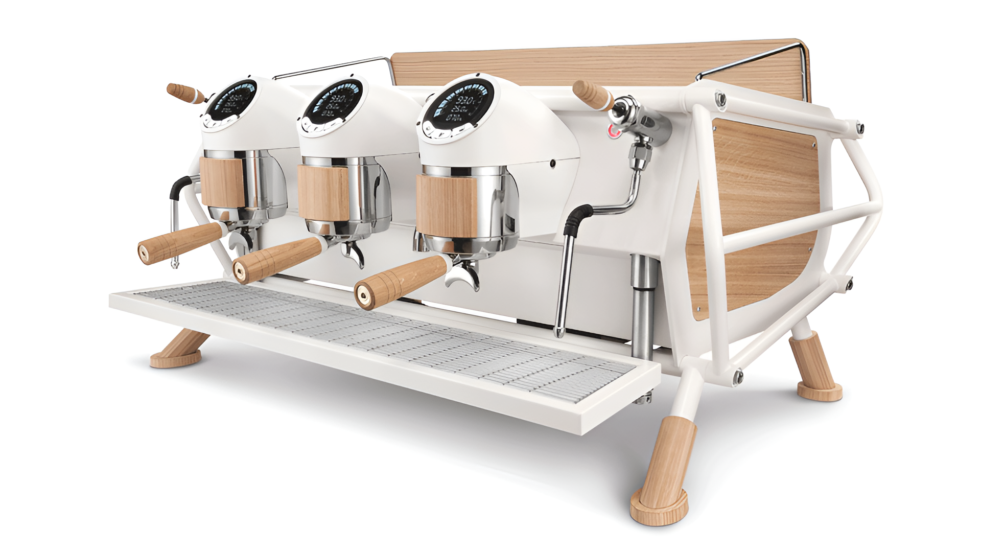 SANREMO CAFE RACER (ONLY BROCHURE) Sanremo Cafe Racer espresso machine in Naked finish on café counter