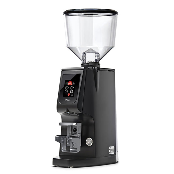 Eureka Atom W 65 flat-burr coffee grinder in black finish