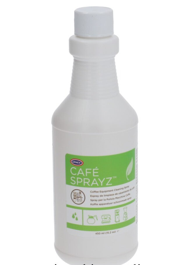 Urnex Café Sprayz Coffee cleaning spray bottle for bean hoppers and countertops