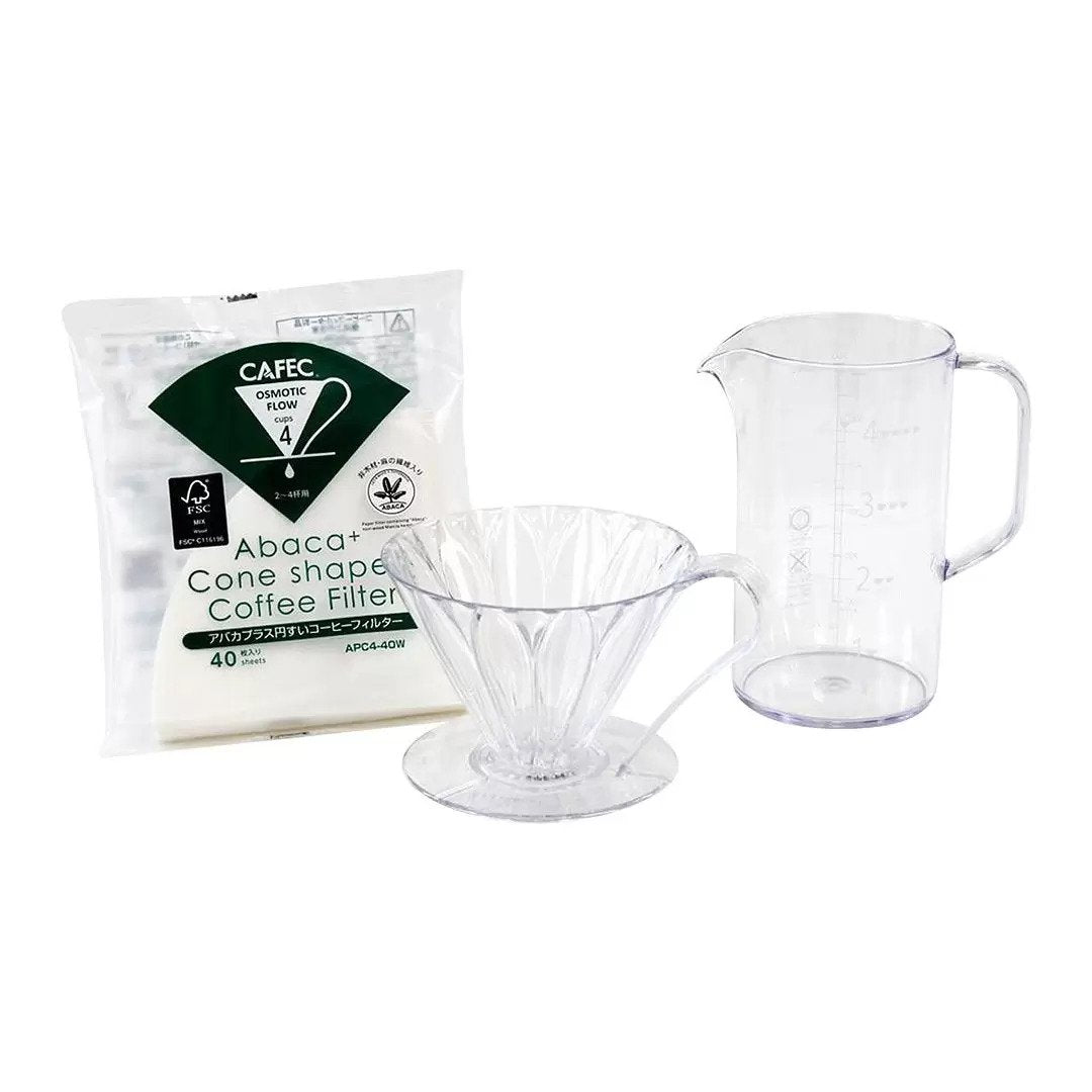 CAFEC Starter Kit Cup 4 pour-over dripper, filters and server set