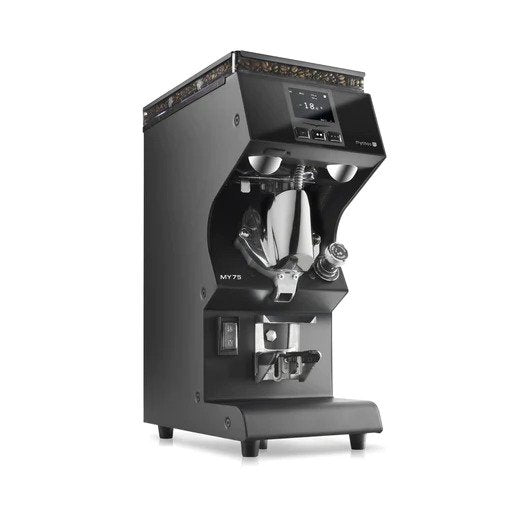 Mythos MY75 grinder with touchscreen display for precise coffee grinding