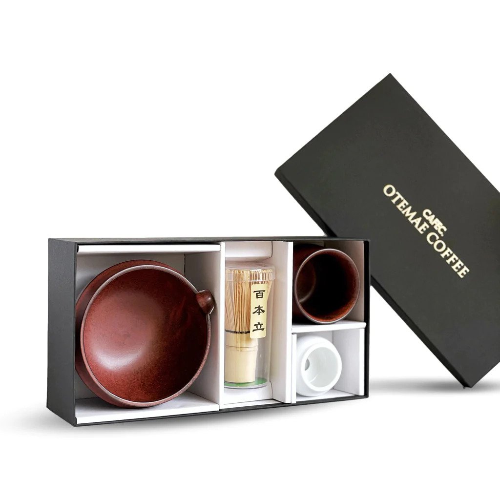 Otemae coffee set with tea bowl, chasen and taste cup