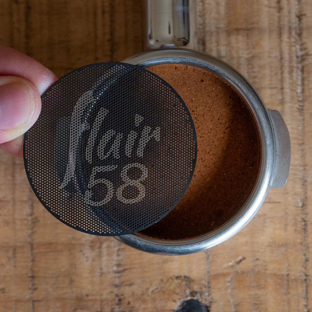 Flair 58 puck screen with etched logo design