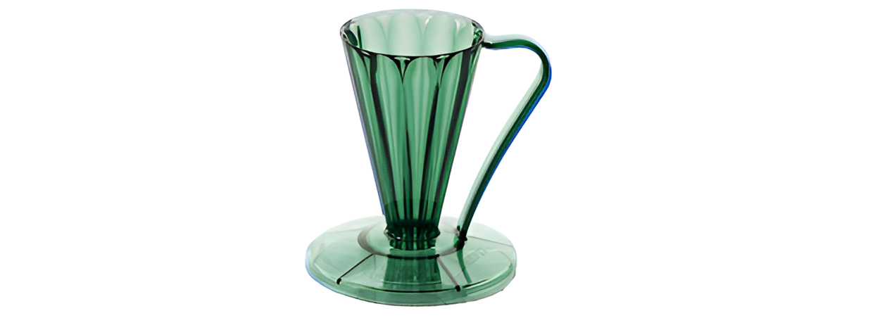 Cafec Flower Dripper Deep 27 (Clear Dark Green) CAFEC Flower Dripper Deep 27 single cup coffee dripper in clear dark green