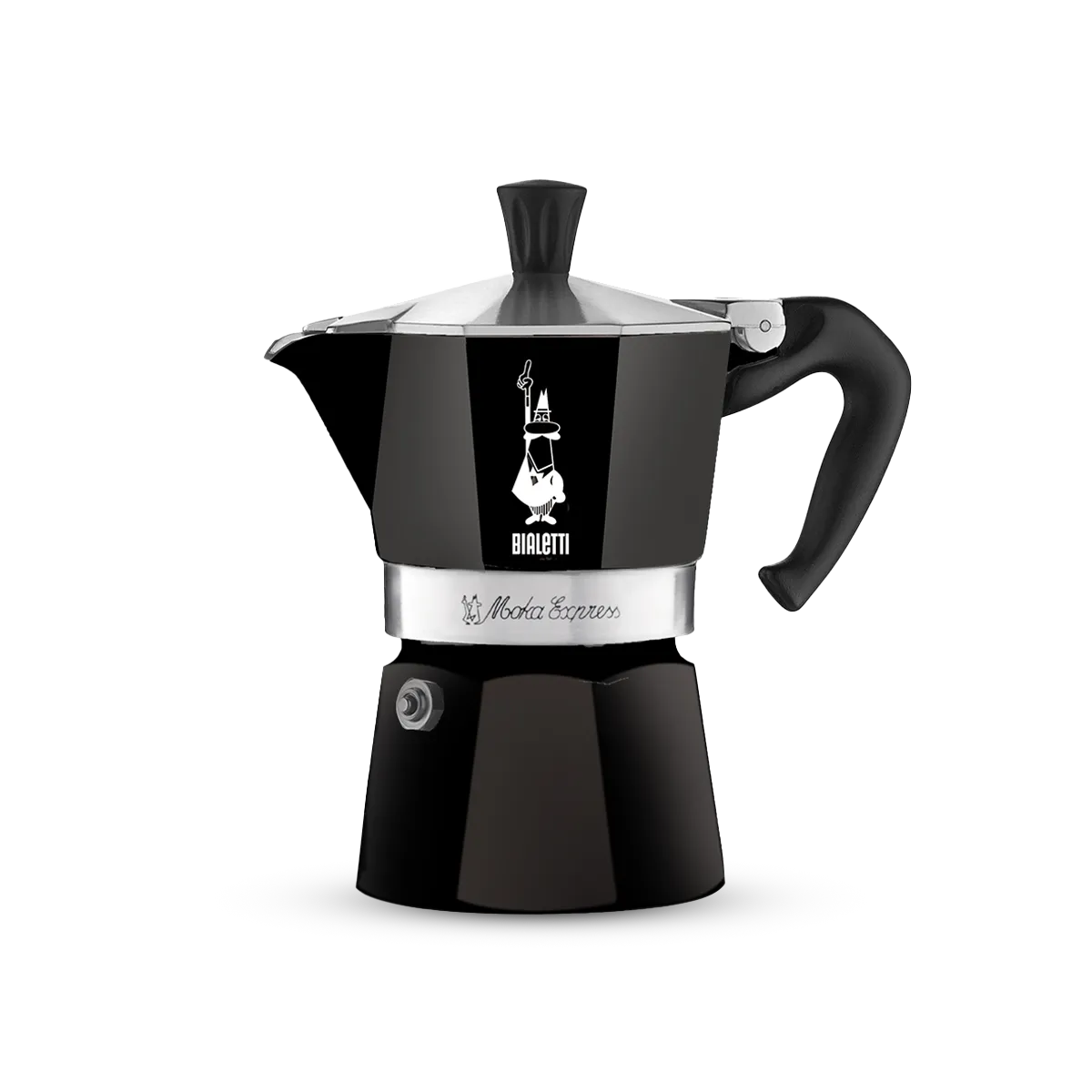 Bialetti Moka Express stovetop coffee maker in black aluminium