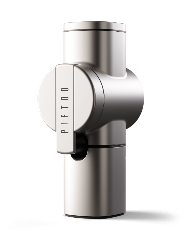 Pietro Grinder Multipurpose Pietro manual coffee grinder in silver finish with retractable lever