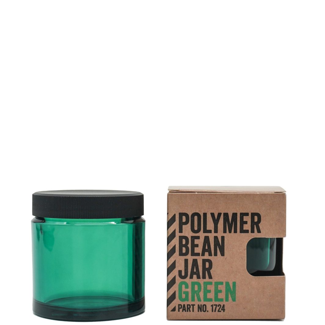 Comandante bean jar in green polymer with lid