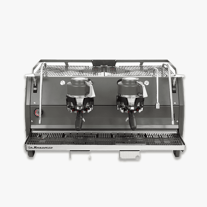 La Marzocco Strada X espresso machine with stainless-steel body and dual group heads