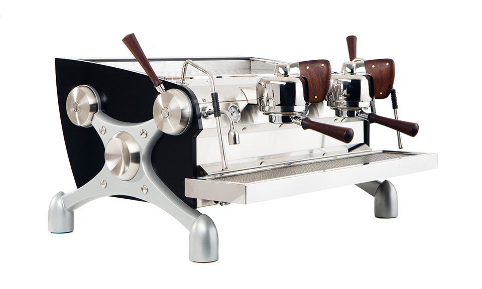 Slayer Espresso Machine v3 two-group model on café counter